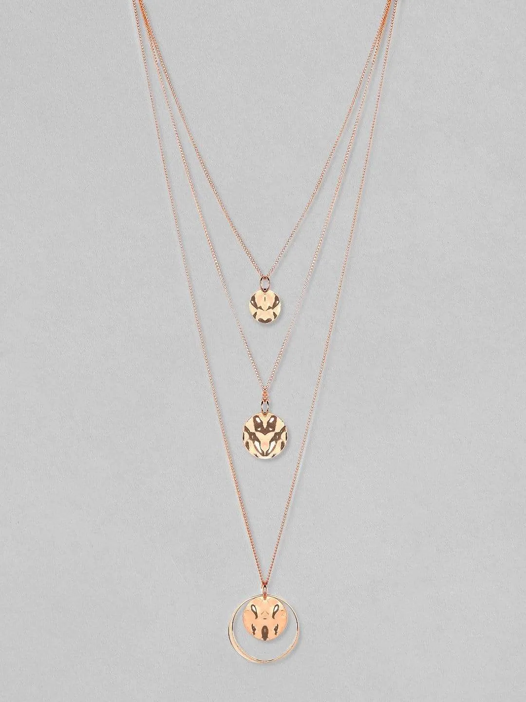 Rubans Rose Gold Plated Multi Layer Chain Necklace