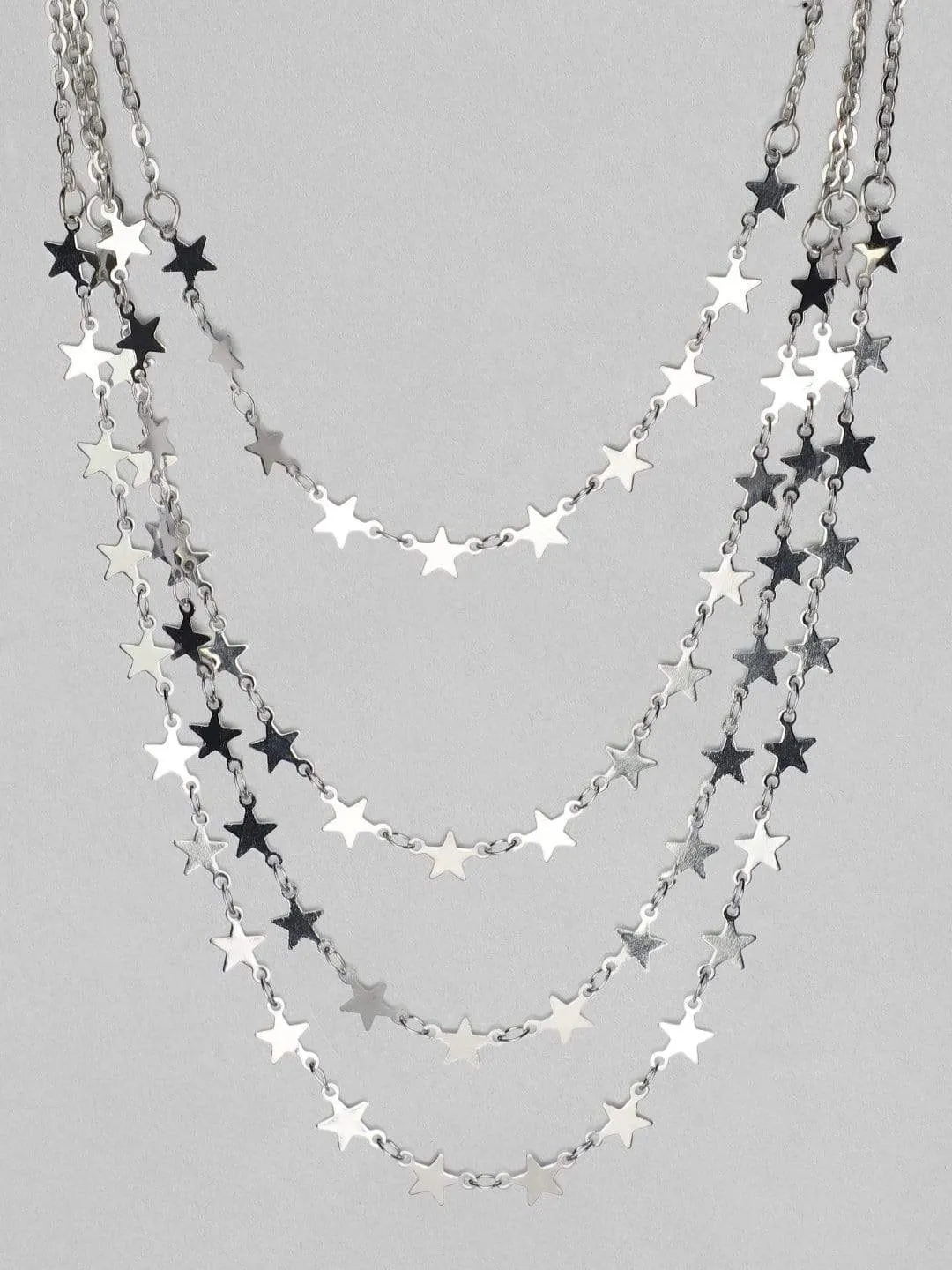 Rubans Silver Plated Multi Layer Star Necklace