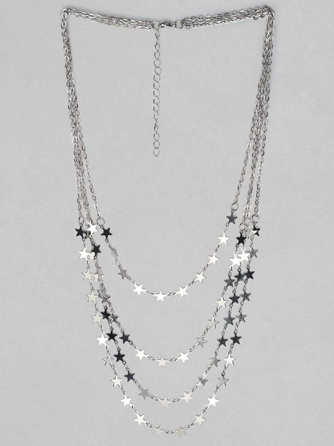 Rubans Silver Plated Multi Layer Star Necklace