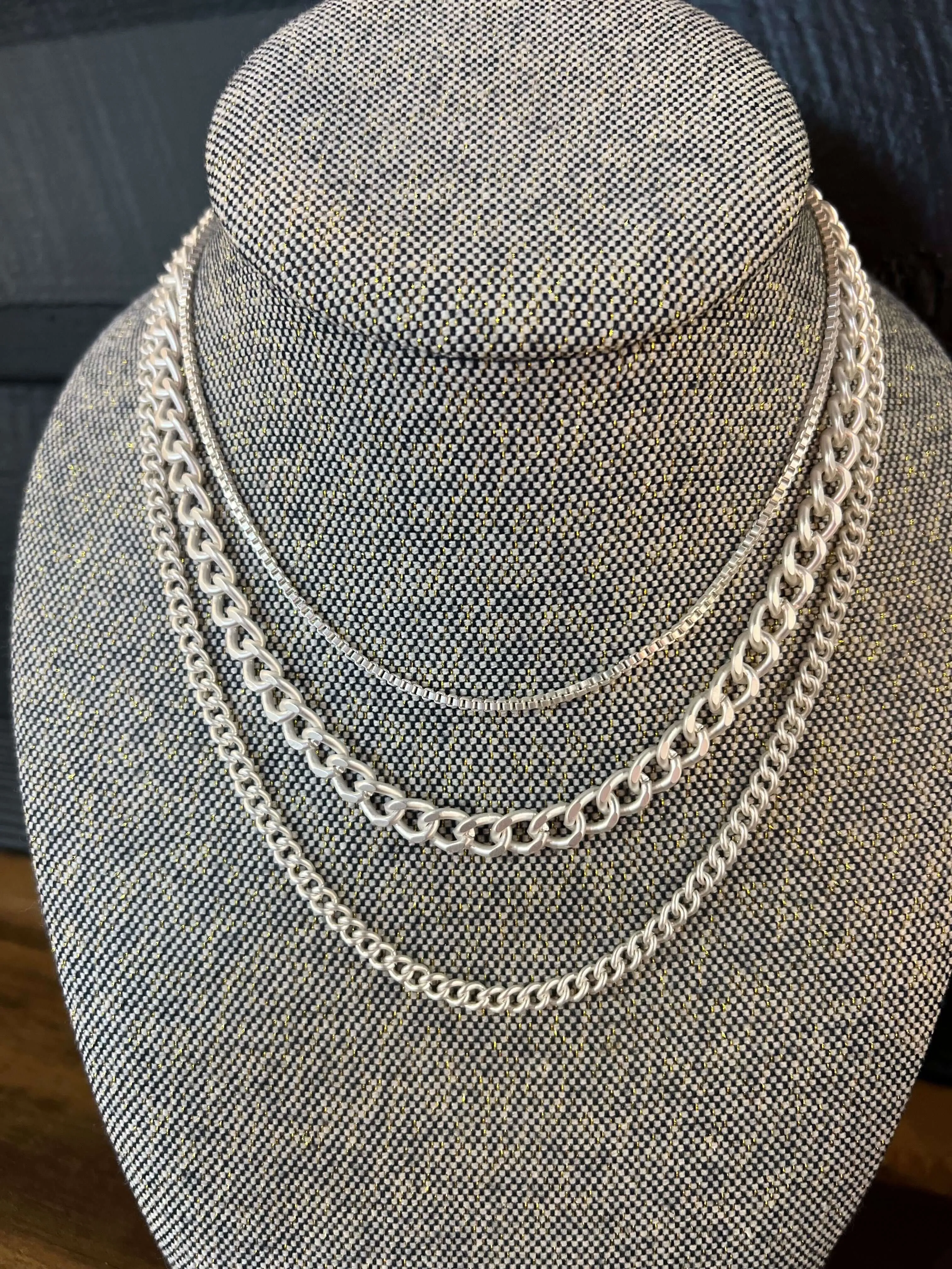 Scottie Layered Chain Necklace- Silver