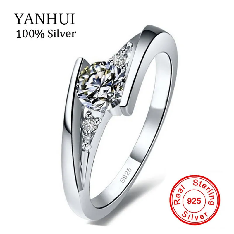 Sent Certificate of Silver!!! 100% Pure 925 Sterling Silver Ring Set Luxury 0.75 Carat CZ Diamant Wedding Rings for Women R5036