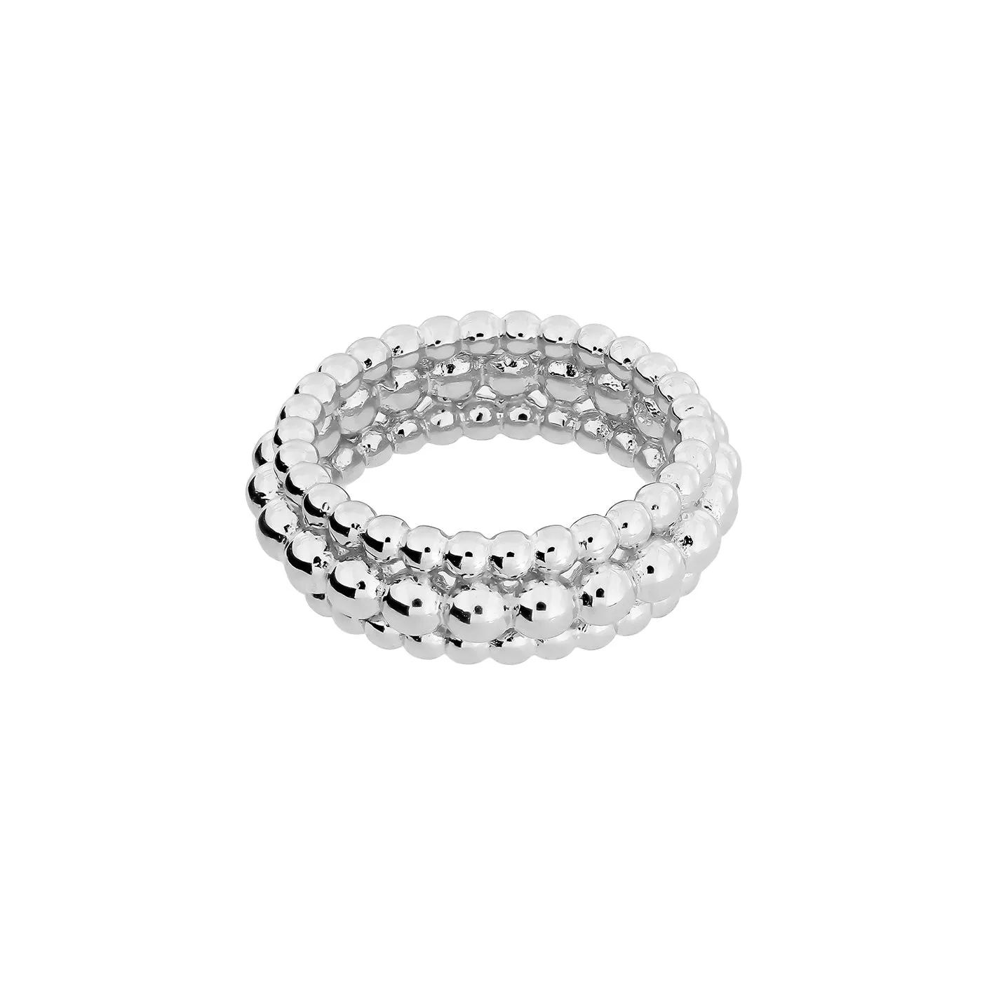 Silver Beaded Triple Band Ring