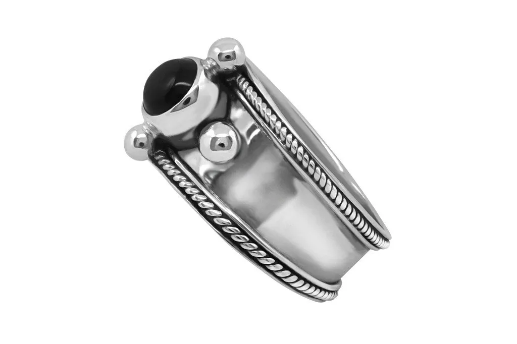 Silver Black Onyx Chloe Ring