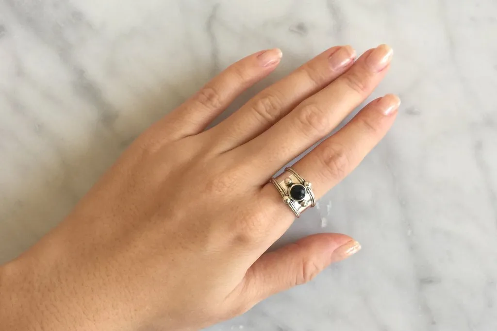 Silver Black Onyx Chloe Ring