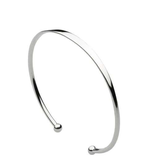 Silver Plain Open Torque Ball Bangle