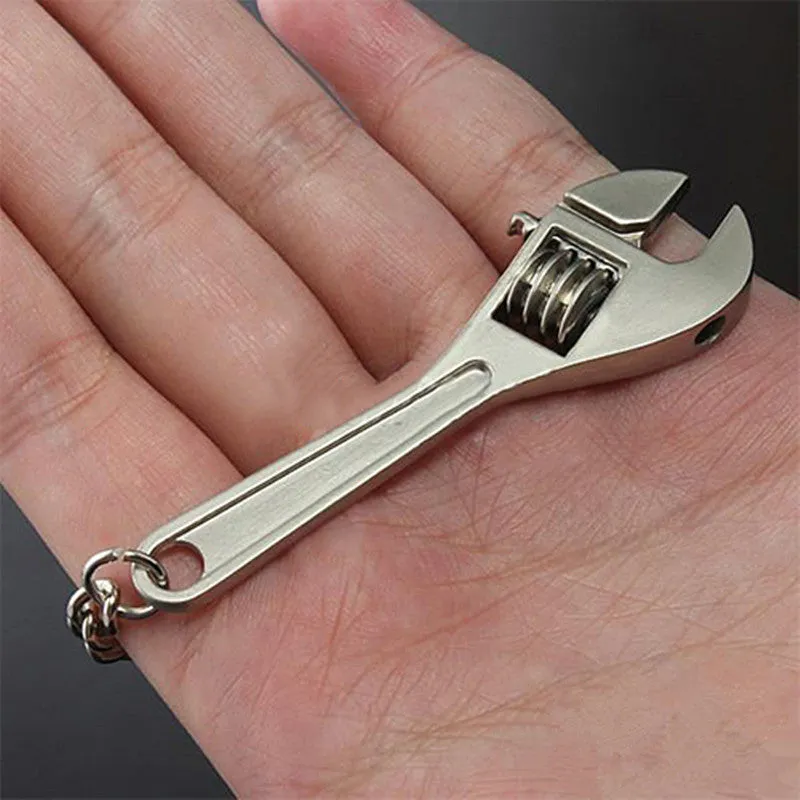 Silver Plated Changeable Spanner Keychain Fashion Wrench Key Chain Creative Keyfob Tools