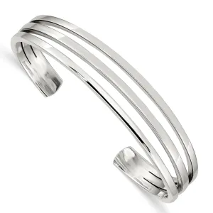 Silver Polished Finish Cuff Bangle Bracelet