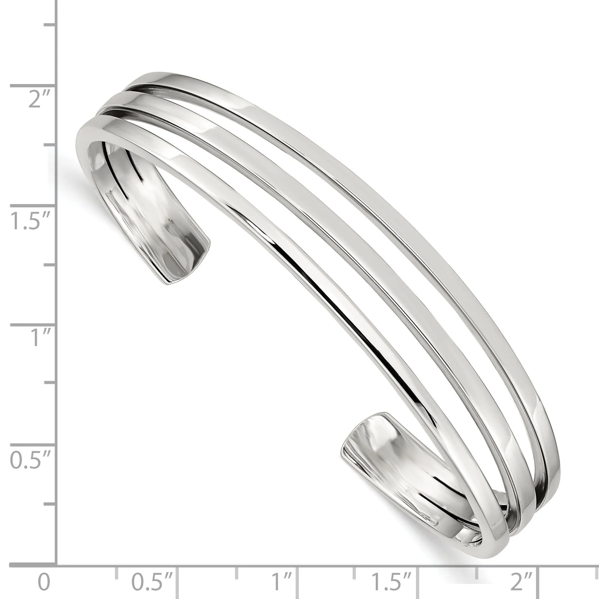 Silver Polished Finish Cuff Bangle Bracelet