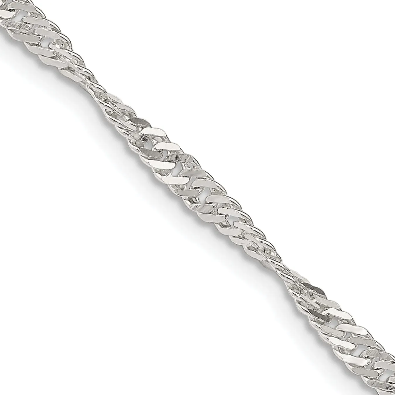 Silver Polished Twisted 3.00mm Singapore Chain