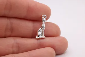 Sitting Cat Charm, 925 Sterling Silver, 633