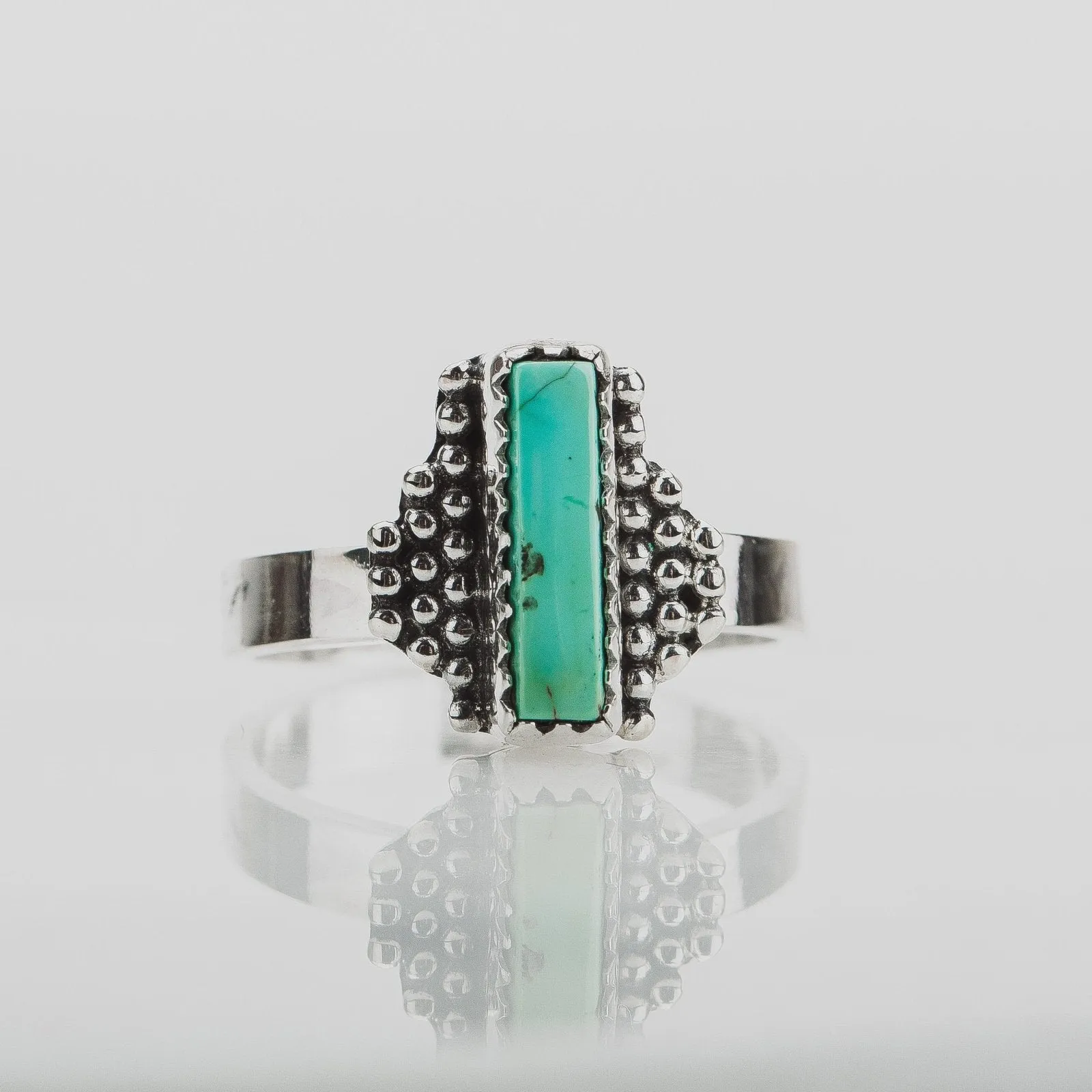 Size 5 Rectangle Royston Turquoise Gemstone Ring