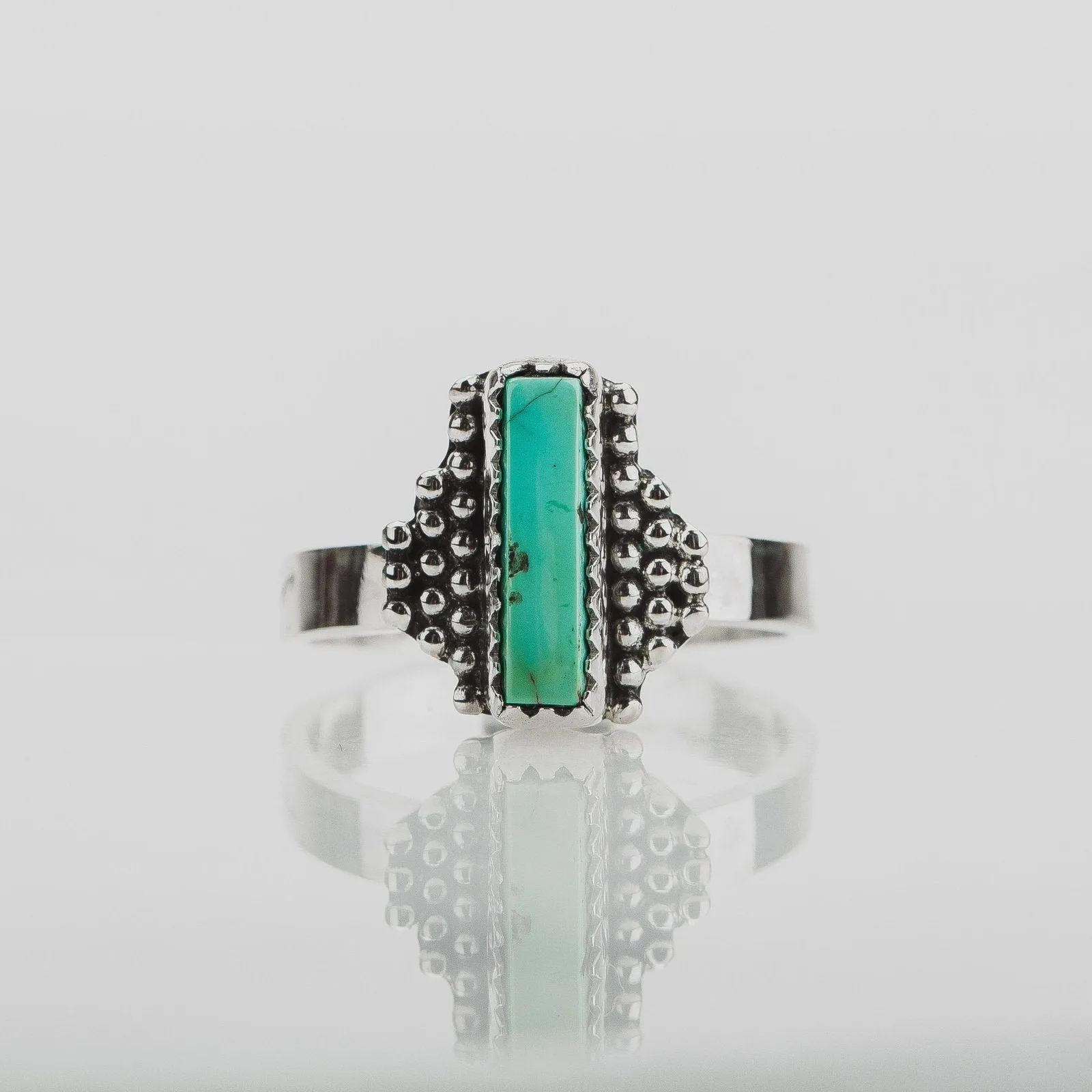 Size 5 Rectangle Royston Turquoise Gemstone Ring