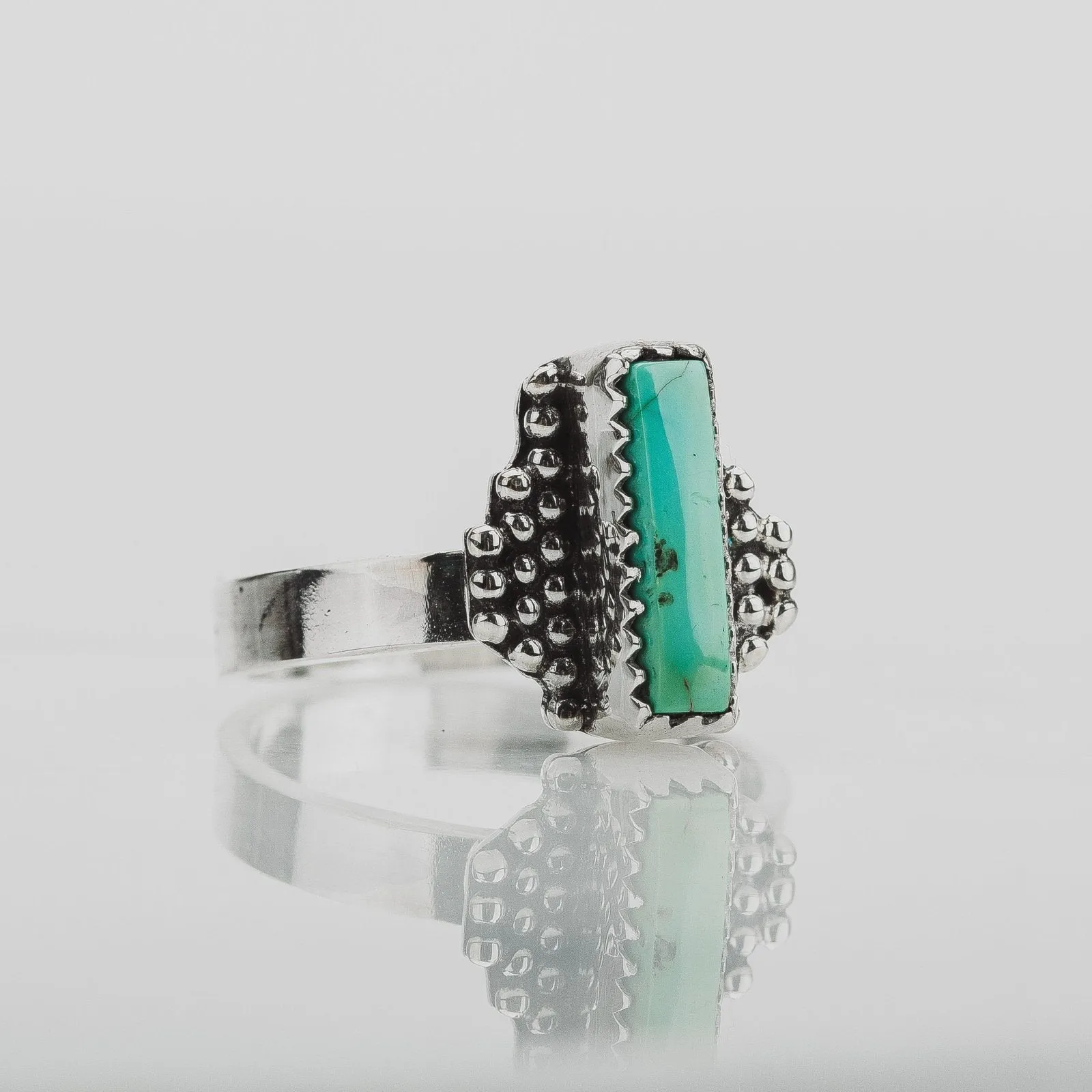 Size 5 Rectangle Royston Turquoise Gemstone Ring