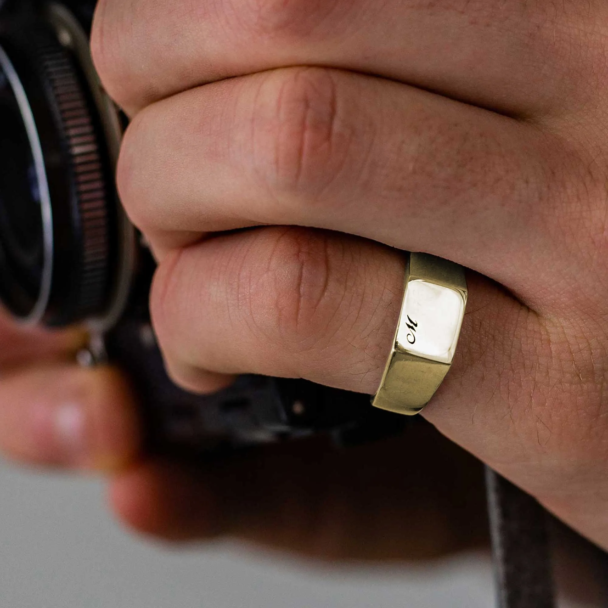 Solid Gold Square Personalised Initial Signet Ring