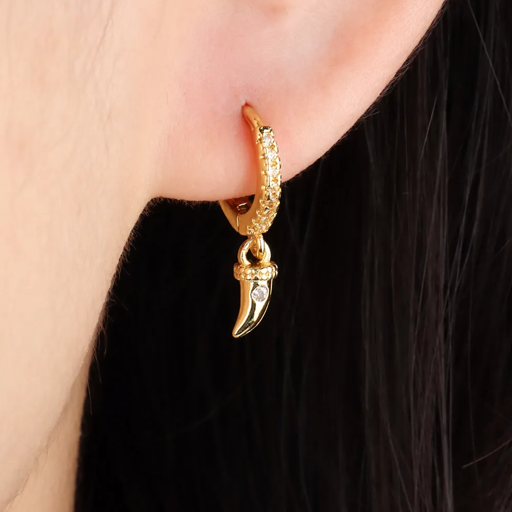 Sparkling Horn Hoop Earring