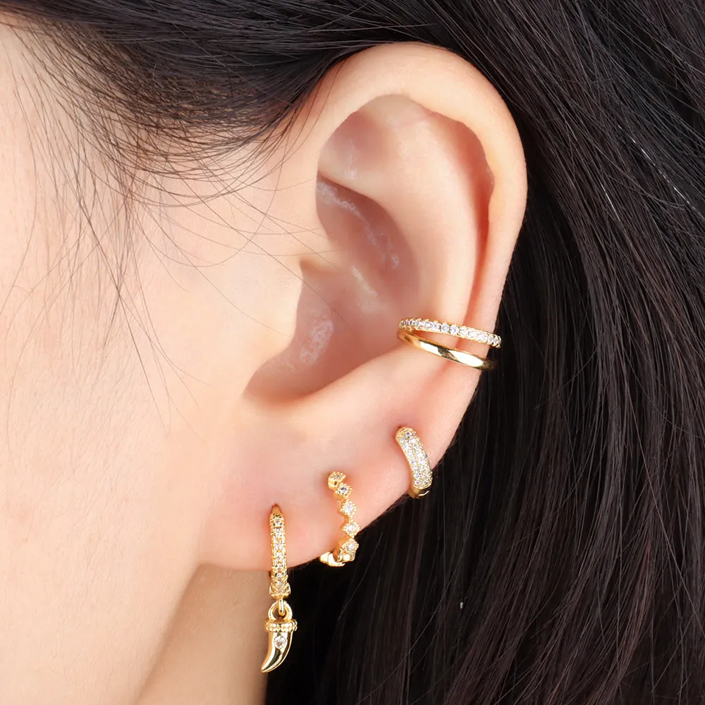 Sparkling Horn Hoop Earring