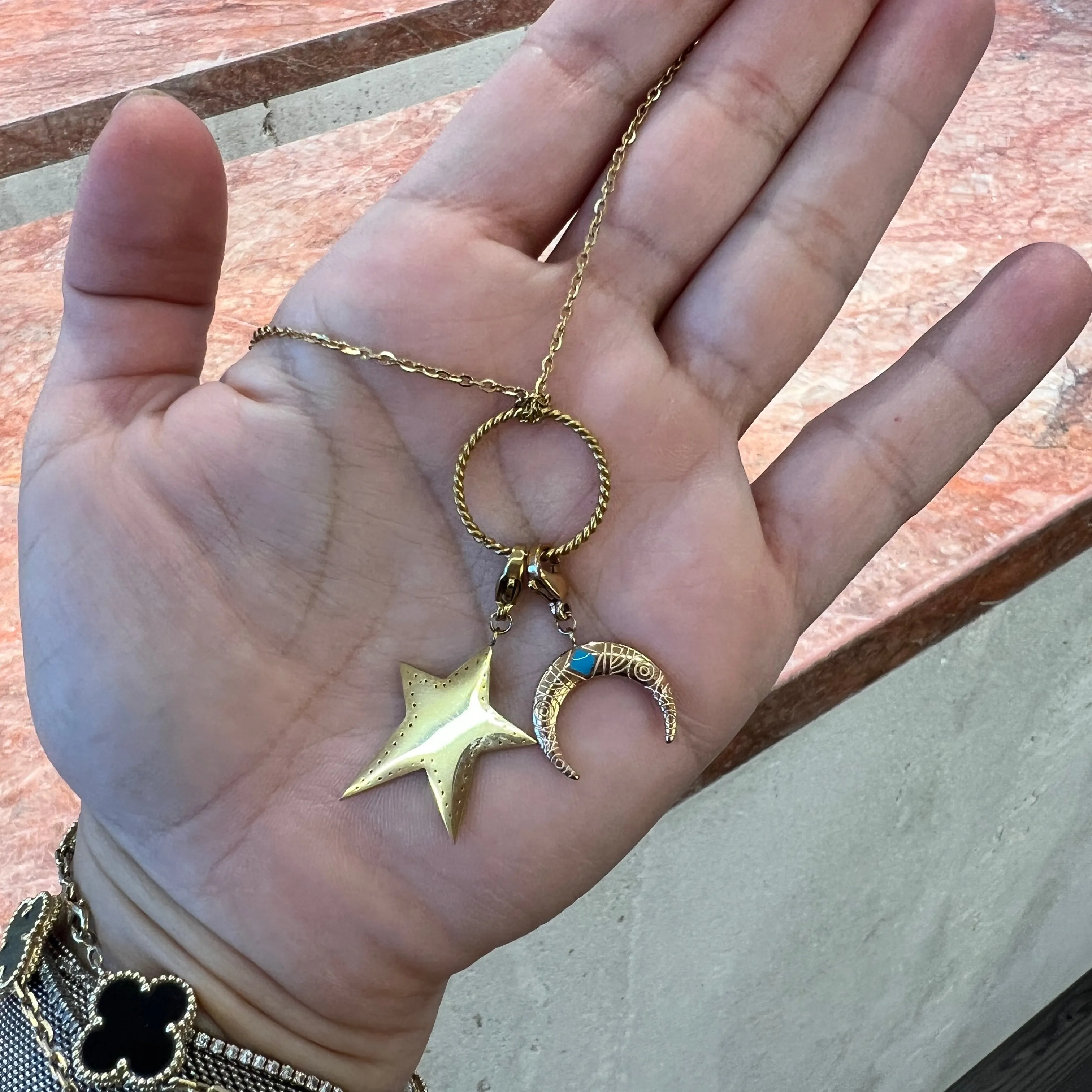 Star and Horn Charm Necklace