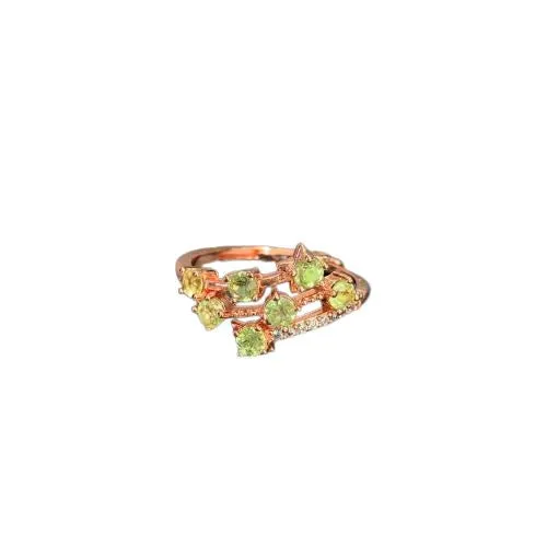 Star Crown Peridot Rose Gold Resizable Ring