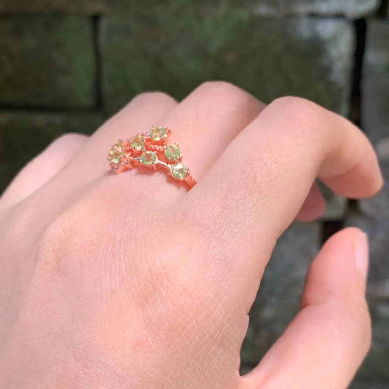 Star Crown Peridot Rose Gold Resizable Ring