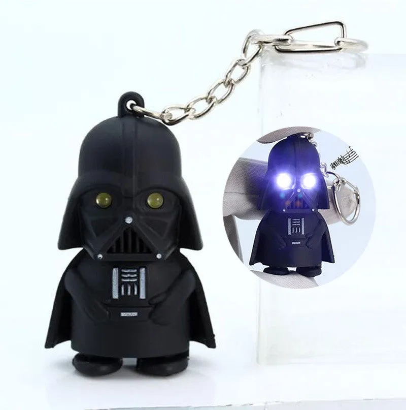 Star Wars Keyring Light Black Darth Vader Pendant LED Key Chain