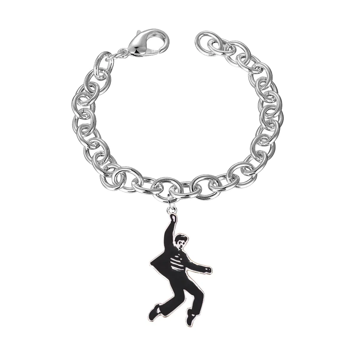 Sterling Silver Plated Jailhouse Rock Charm Bracelet