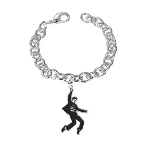 Sterling Silver Plated Jailhouse Rock Charm Bracelet