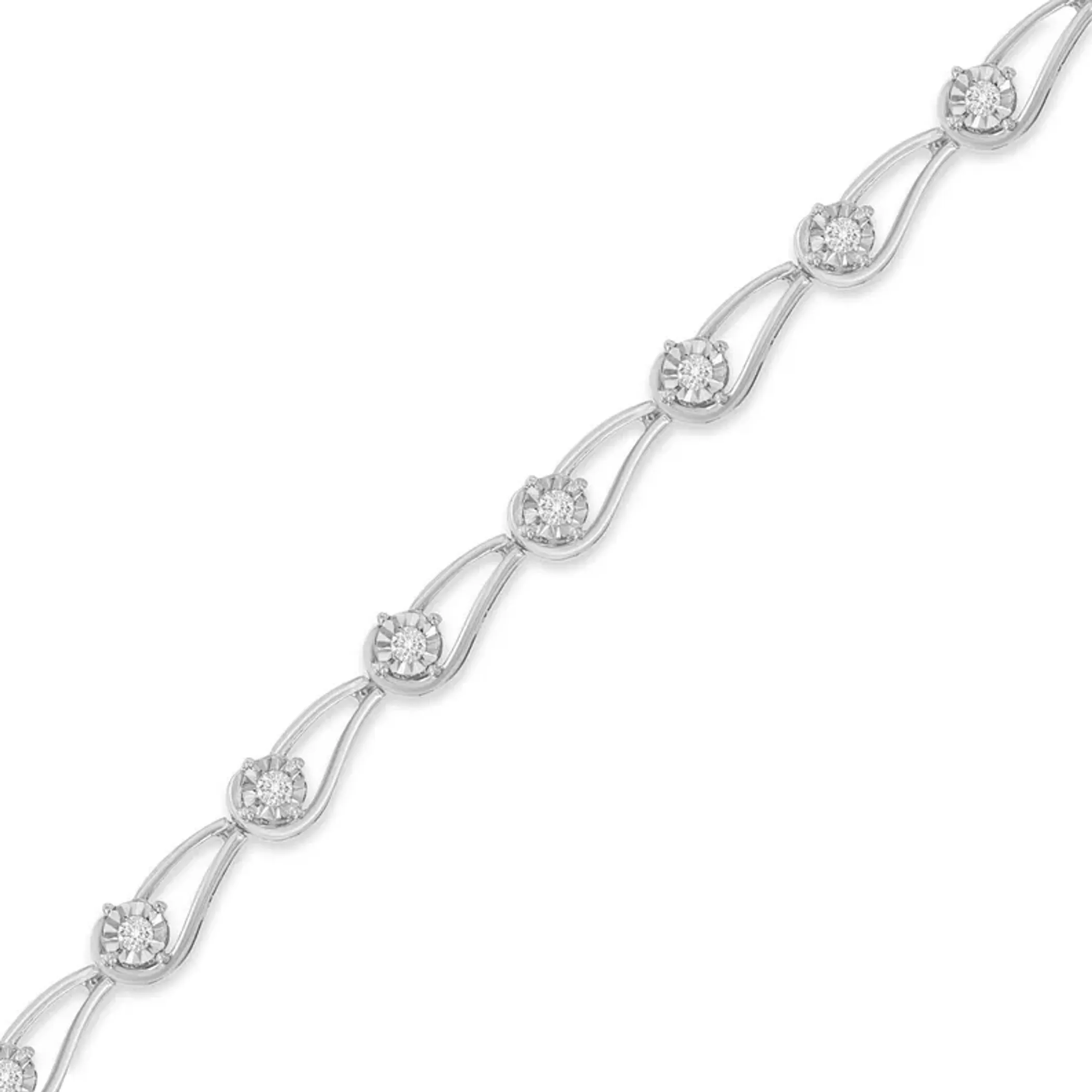 Sterling Silver Rose Cut Diamond Fashion Tennis Bracelet (0.5 cttw, I-J Color, I2-I3 Clarity)