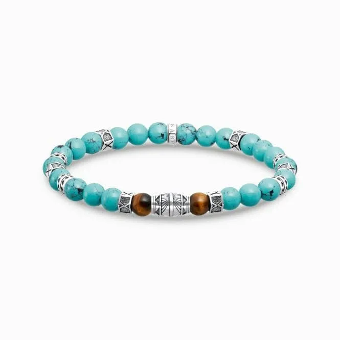 Sterling Silver Turquoise With Tiger's Eye Elements Bracelet A2087-364-7