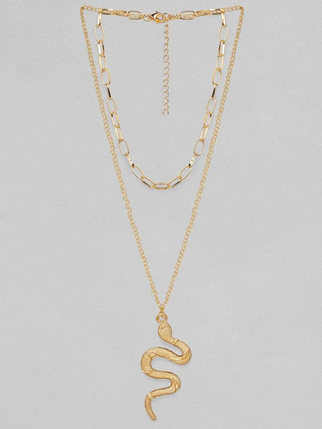 Tokyo Talkies X Rubans Gold Plated Handcrafted Snake Pendant & Chain Set of 2 Necklace