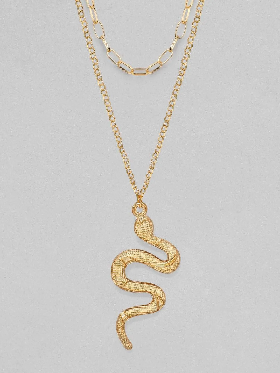 Tokyo Talkies X Rubans Gold Plated Handcrafted Snake Pendant & Chain Set of 2 Necklace