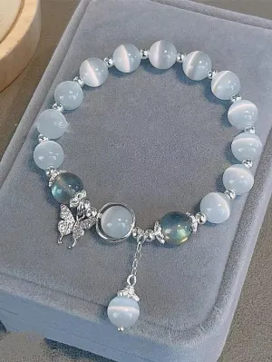 Toleet Blue Cat Eye Pearl Butterfly Bracelet