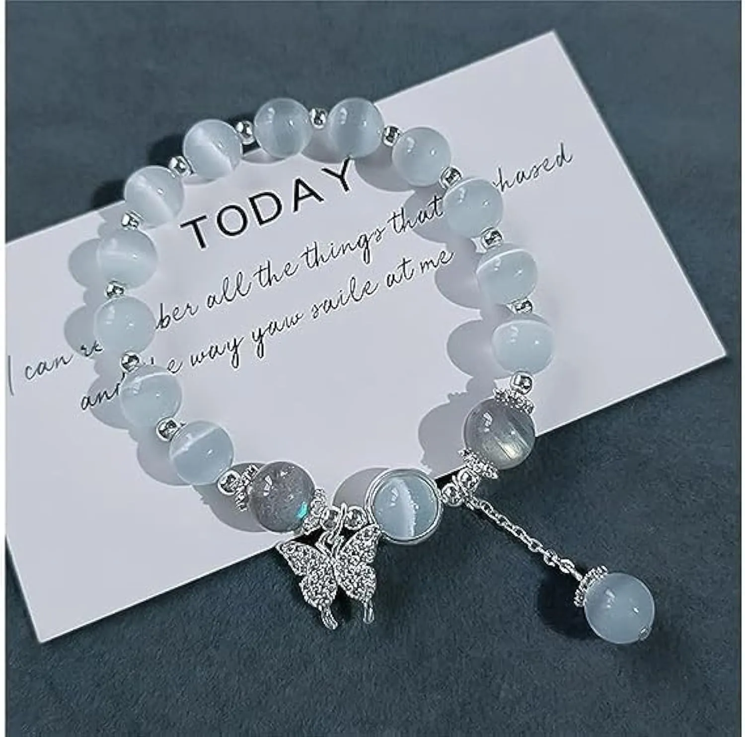 Toleet Blue Cat Eye Pearl Butterfly Bracelet