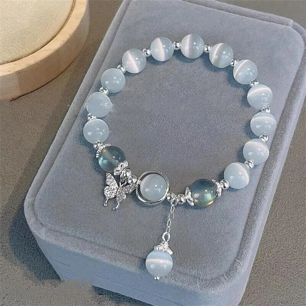 Toleet Blue Cat Eye Pearl Butterfly Bracelet