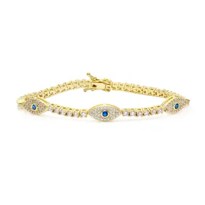 Triple Evil Eye Tennis Bracelet