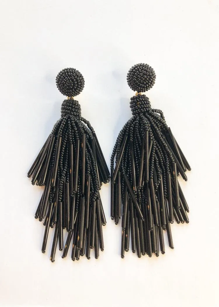 Valentina Tassel Earrings - Black