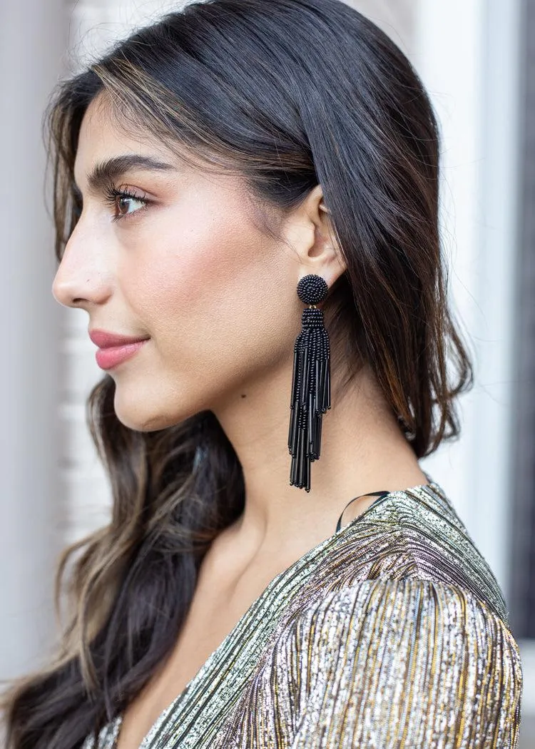 Valentina Tassel Earrings - Black