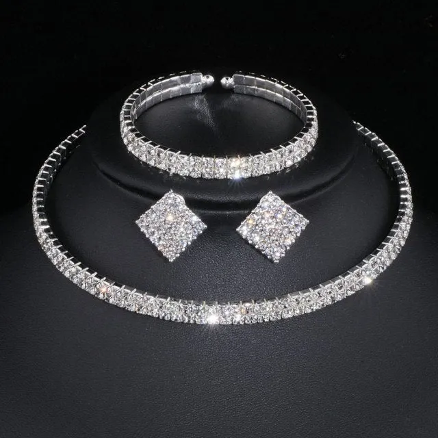 Wedding Jewelry Classic Crystal Jewelry Set for Bride with Shining Crystal