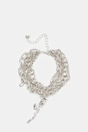 Women Embellished Silver Bracelet