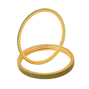 Yellow Chimes Bangles for Women & Girls Traditional American Diamond Bangles for women | Gold Tone Green AD Stone Bangles for girls | Birthday Gift For girls & women Anniversary Gift for Wife