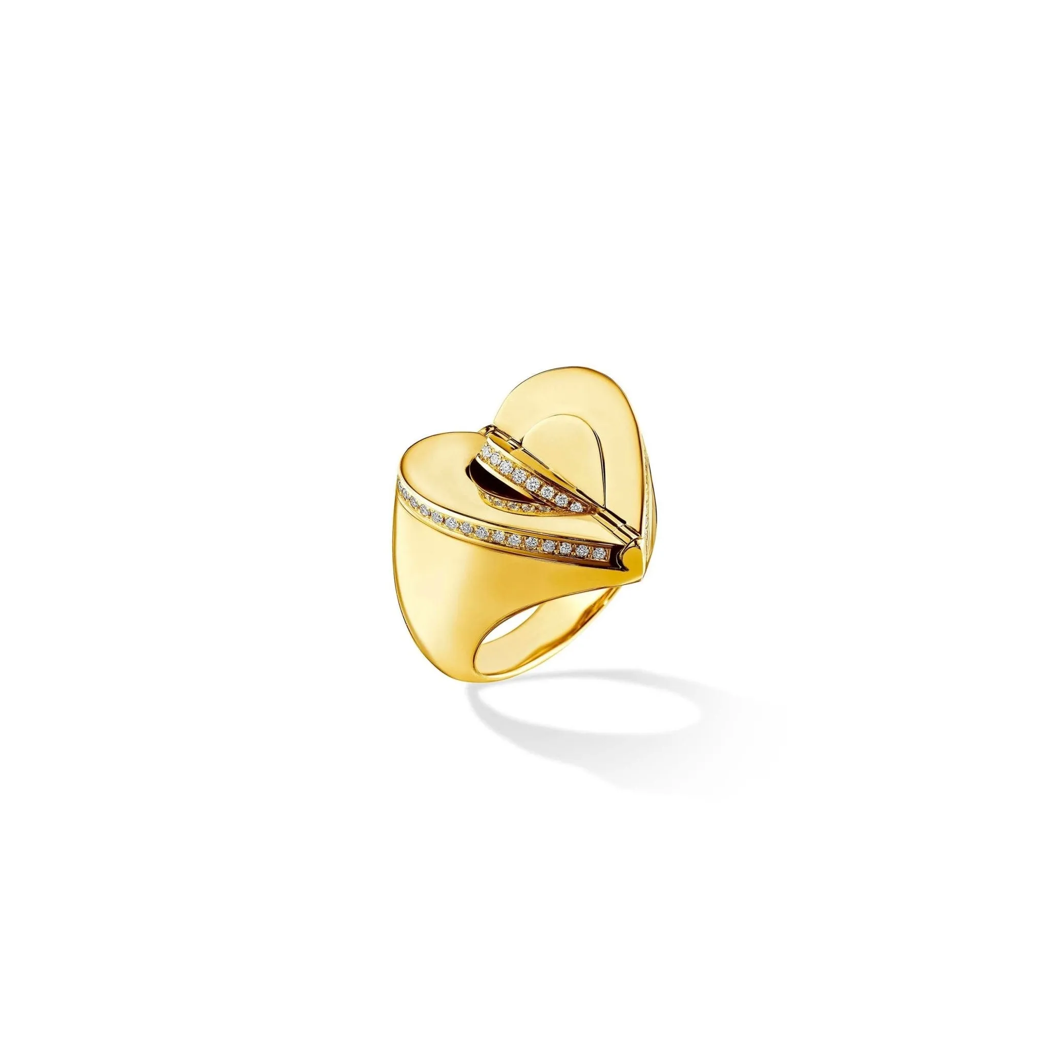 Yellow Gold Endless Pinky Ring with White Diamonds